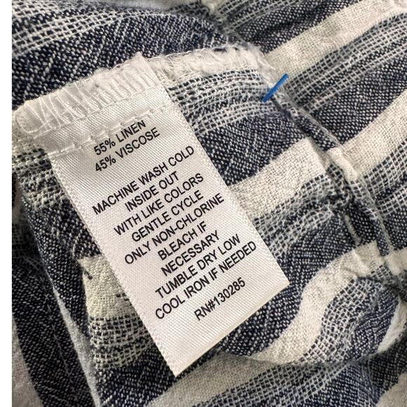 Per Se Large Striped Pants Linen Viscose Jogger Drawstring Gray Strpe Pockets - Picture 4 of 7